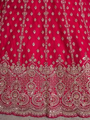 Elegant Rani Pink Lehenga with Heavy Silver zari and  Beads Detailing. 4
