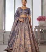 Luxurious Purple Jari Tissue Lehenga Adorned with Delicate Beadwork