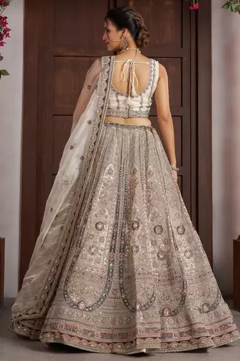 Premium White Bridal Lehenga with Intricate Floral Artistry