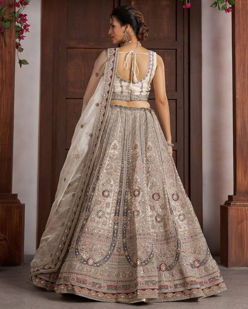 Premium White Bridal Lehenga with Intricate Floral Artistry