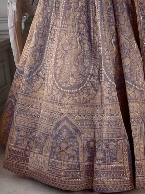 Luxurious Purple Jari Tissue Lehenga Adorned with Delicate Beadwork 4