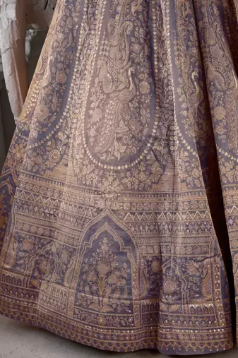 Luxurious Purple Jari Tissue Lehenga Adorned with Delicate Beadwork