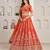 Graceful Rust Lehenga with Intricate Floral Embroidery