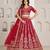 Red Wedding Lehenga Adorned with Floral Zari Embroidery