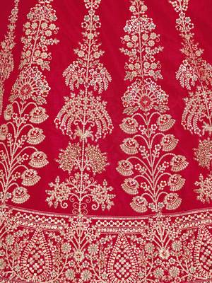 Classic Rani Silk Bridal Lehenga with Floral Zari Embroidery 4