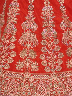 Graceful Rust Lehenga with Intricate Floral Embroidery 4