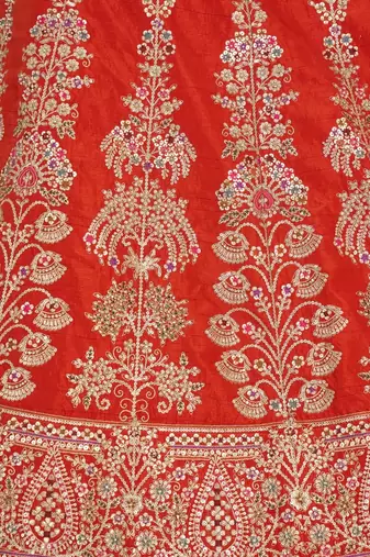 Graceful Rust Lehenga with Intricate Floral Embroidery