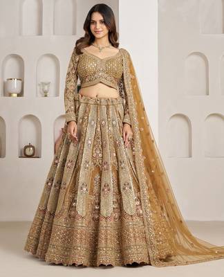 Royal Antique Gold Bridal Lehenga Choli 1