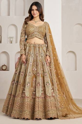 Royal Antique Gold Bridal Lehenga Choli