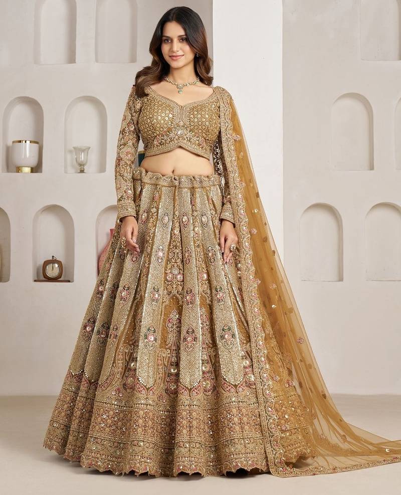 Royal Antique Gold Bridal Lehenga Choli