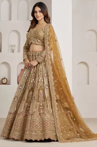 Royal Antique Gold Bridal Lehenga Choli