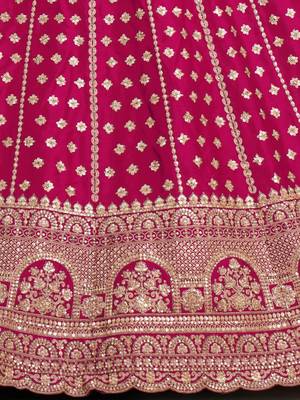 Elegant Rani Bridal Lehenga with Double Dupatta Styling 4
