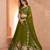 Elegant Floral Green Embroidered Tissue Lehenga Choli Set