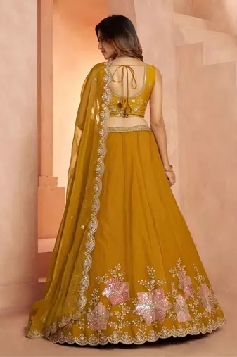 Elegant Floral Embroidered Tissue Lehenga Choli Set