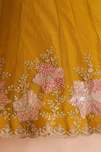 Elegant Floral Embroidered Tissue Lehenga Choli Set