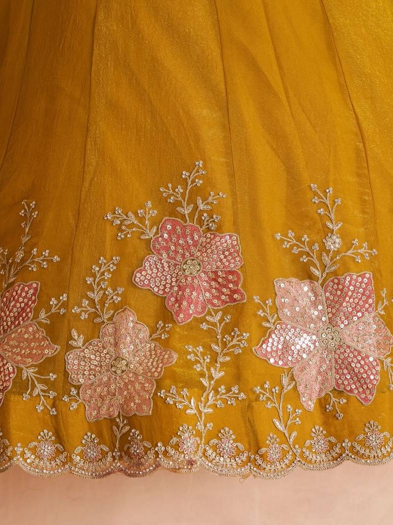 Elegant Floral Embroidered Tissue Lehenga Choli Set