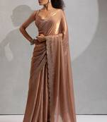 Golden cut dana sequin embroidered work two tone silk saree