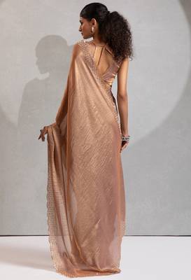 Golden cut dana sequin embroidered work two tone silk saree 3
