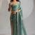 Teal blue cut dana sequin embroidered work two tone silk saree