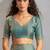 Teal blue cut dana sequin embroidered work two tone silk saree