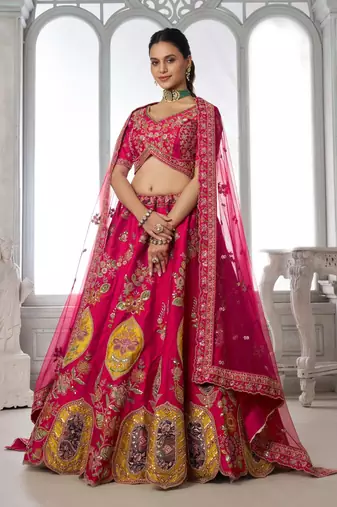 Rani Bridal Lehenga Choli with Intricate Heritage Embroidery