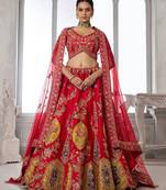 Handcrafted Multicolor Silk   Embroidered Bridal Lehenga Choli
