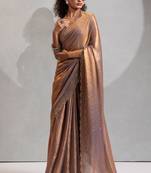 Golden cut dana sequin embroidered work two tone silk saree