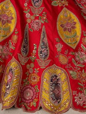 Handcrafted Multicolor Silk   Embroidered Bridal Lehenga Choli 4