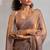 Golden cut dana sequin embroidered work two tone silk saree