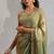 Green cut dana sequin embroidered work two tone silk saree