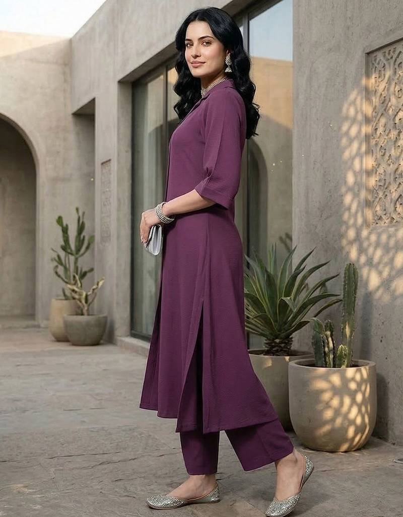 Notched lapel collar tunic with trouser co-ords