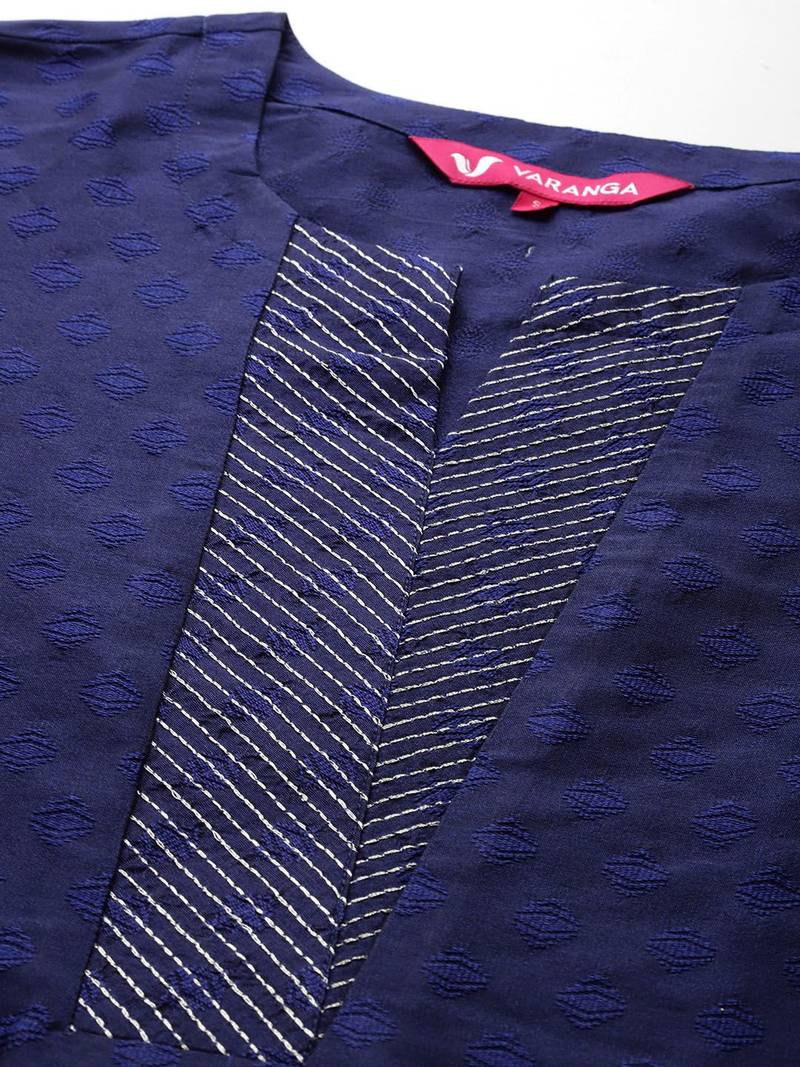 Woven design zari kurta with trousers & dupatta