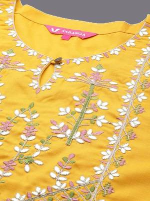 Xtra yoke design gotta patti cotton kurta with trousers & dupatta 2