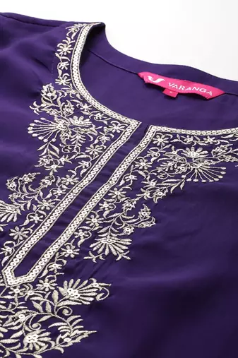 Ethnic motifs embroidered zari kurta with trousers & dupatta