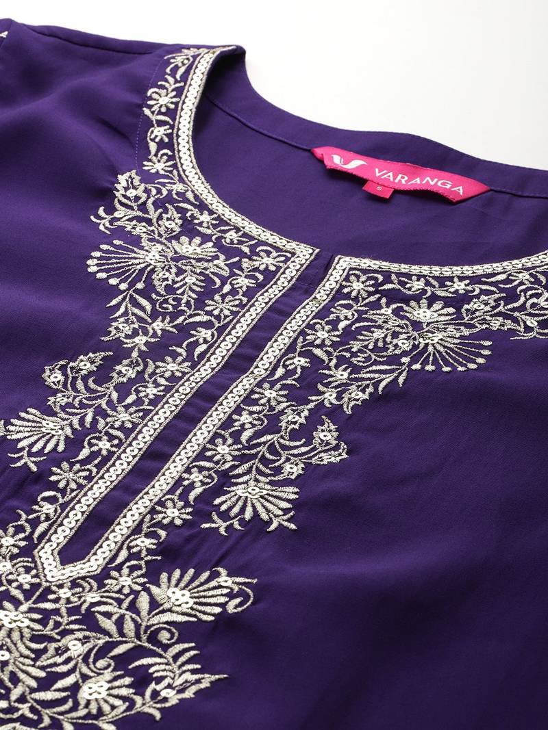 Ethnic motifs embroidered zari kurta with trousers & dupatta