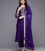 Ethnic motifs embroidered zari kurta with trousers & dupatta