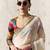 Off white embroidery work fancy fabric saree with blouse
