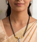 White cz mangalsutra with earrings