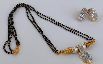 White cz mangalsutra with earrings 2
