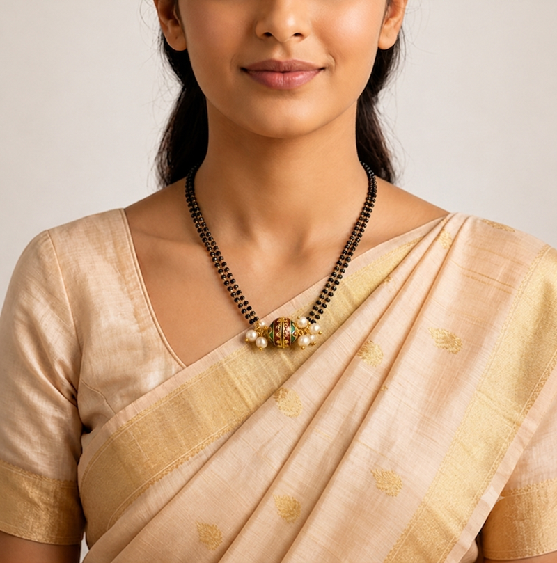 Designer meenakari mangalsutra