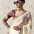 Off white embroidery work fancy fabric saree with blouse