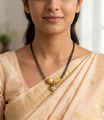 White designer beaded mangalsutra