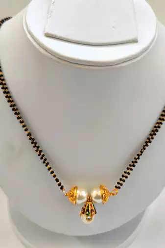 White designer beaded mangalsutra