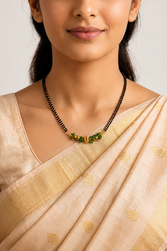 Green beaded mangalsutra