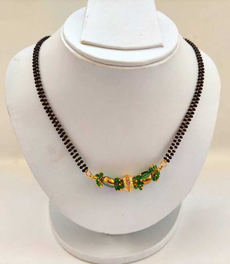 Green beaded mangalsutra
