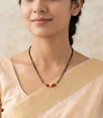 Red and gold beaded dailywear mangalsutra