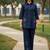 Navy blue embroidered cotton co-ord set for women