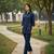 Navy blue embroidered cotton co-ord set for women