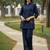 Navy blue embroidered cotton co-ord set for women