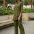Olive embroidered cotton co-ord set for women